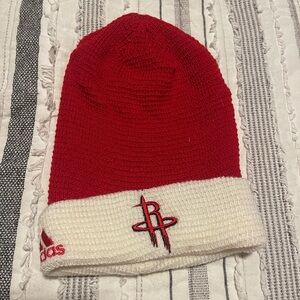 ADIDAS NBA HOUSTON TX ROCKETS TEAM CUFFED KNIT BEANIE (RED / WHITE)